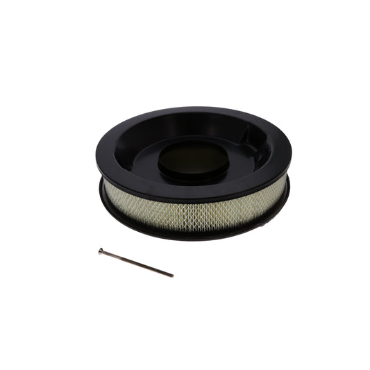 14" X 3" Center Finned Round Aluminum Air Cleaner Kit, Paper Filter, Recessed Base, Black