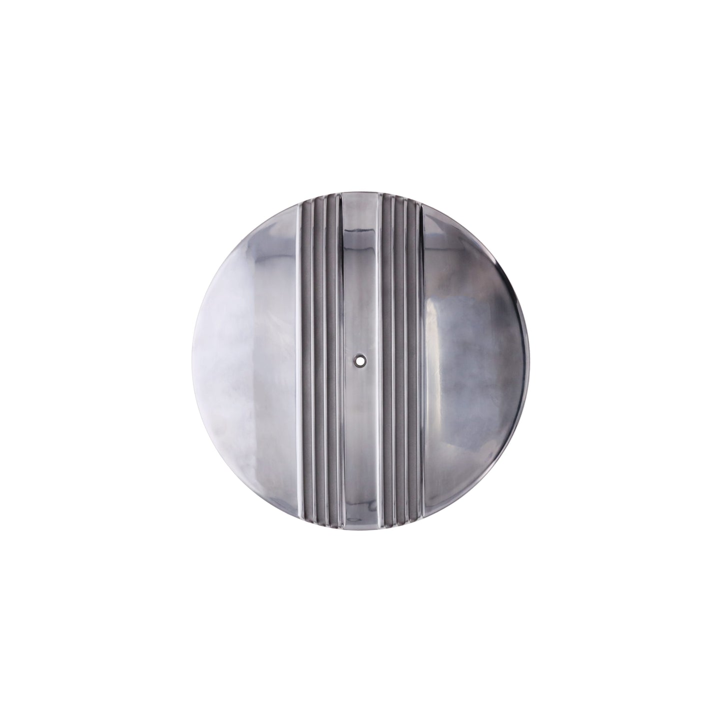 14" X 3" Center Finned Round Aluminum Air Cleaner Kit, Paper Filter, Recessed Base, Polished