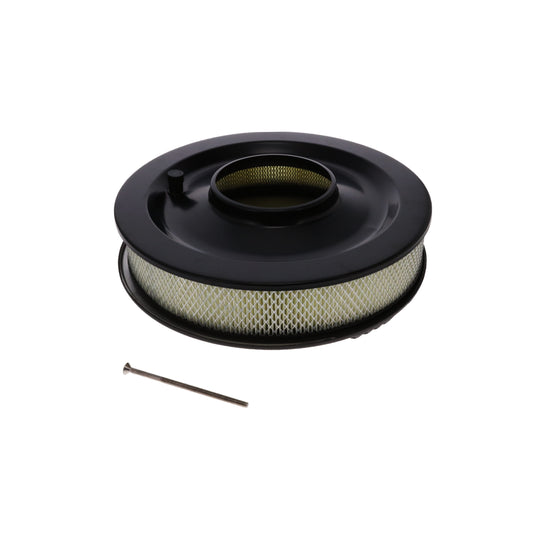 14" X 3" Center Finned Round Aluminum Air Cleaner Kit, Paper Filter, Flat Base, Black