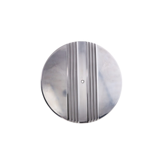 14" X 3" Center Finned Round Aluminum Air Cleaner Kit, Paper Filter, Flat Base, Polished