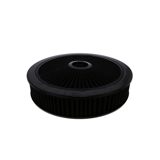14" X 3" Round Steel Air Cleaner Kit, Black Washable Filter, Flat Base, Black