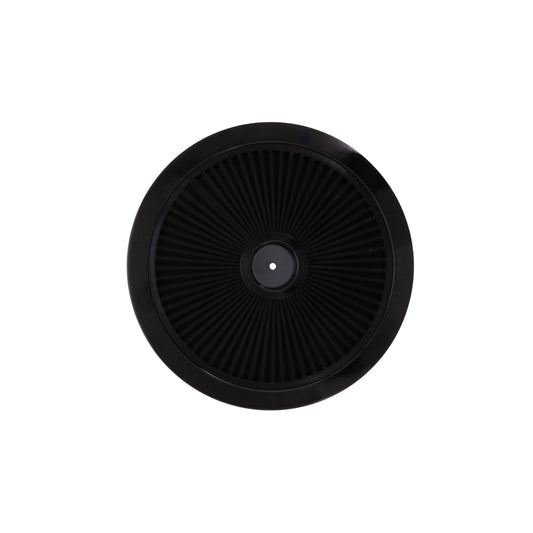 14" X 3" Round Steel Air Cleaner Kit, Black Washable Filter, Recessed Base - Black