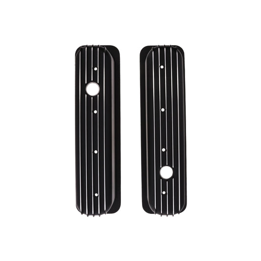 1987-2000 Chevy SB Finned Aluminum Center Bolt Valve Cover, 3 11/16" Ht., 1.25" Hole, Black