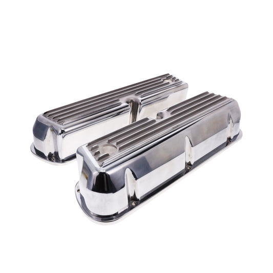 1962-2001 FORD SB 289, 351W Tall Finned Aluminum Valve Cover, 3 13/16" Ht., 1.25" Hole, Polished