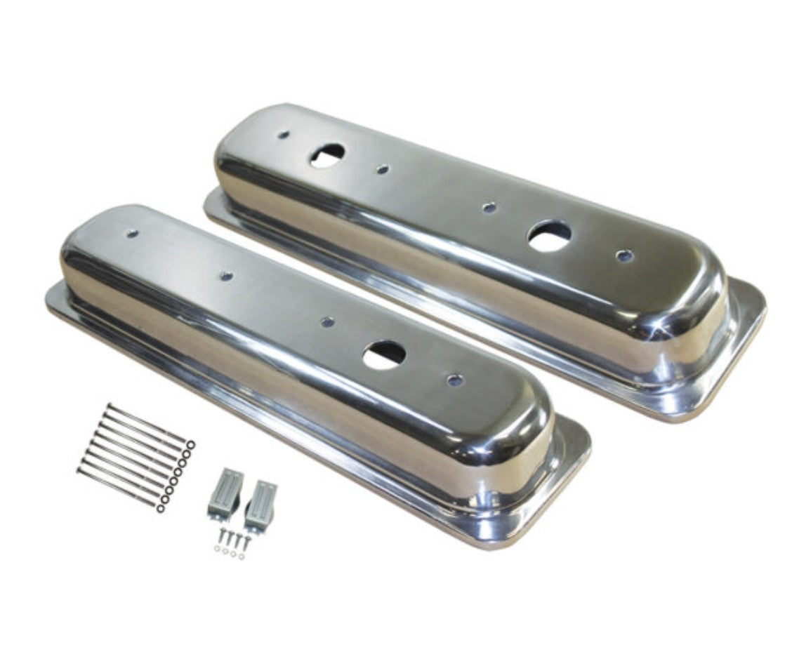 Chevy Small Block Center-Bolt Smooth Polished Aluminum Valve Covers