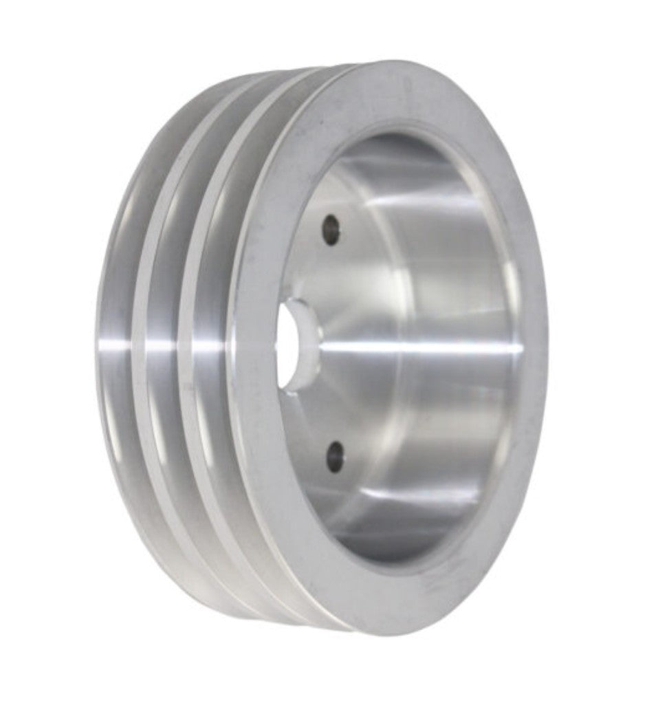 Chevy Small Block Short Water Pump Triple-Groove Aluminum Crankshaft Pulley - Satin