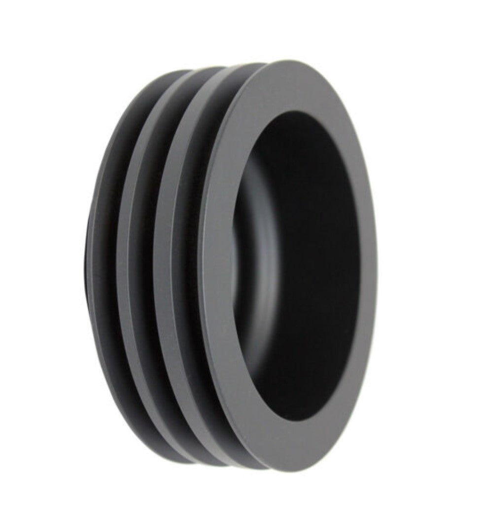Chevy Small Block Long Water Pump Triple-Groove Aluminum Crankshaft Pulley - Black