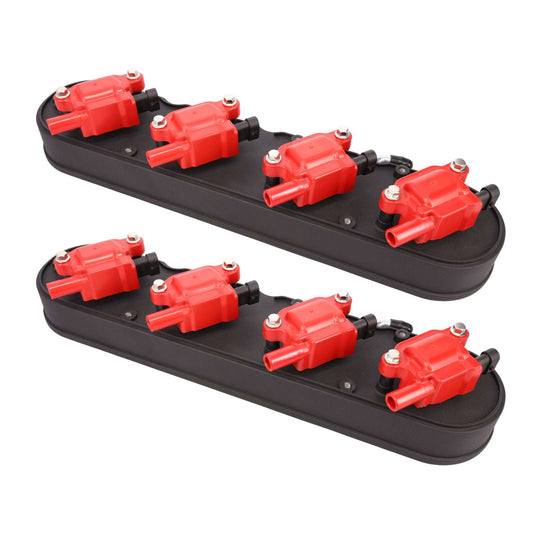 GM LS Finned Cast Aluminum Valve Covers with Coil Mounts and Covers - Black