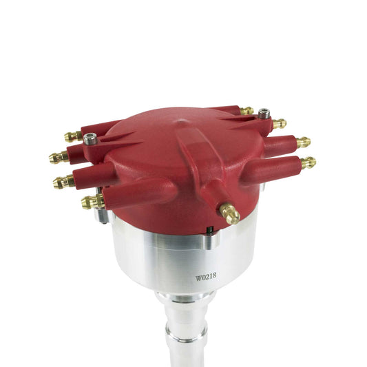 Chevy SB/BB V8 Low-Profile Pro Series Pro Billet Distributor with Crab Cap - Red