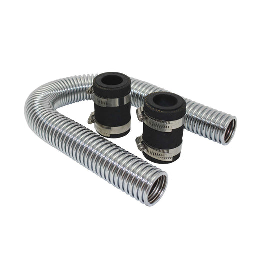 Polished Stainless Steel Flexible Radiator Hose Kit without End Caps - 12 Inches
