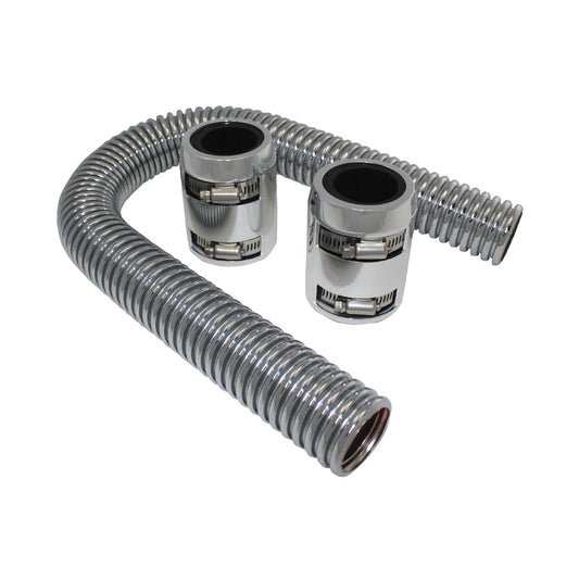 Polished Stainless Steel Flexible Radiator Hose Kit - 12 Inches