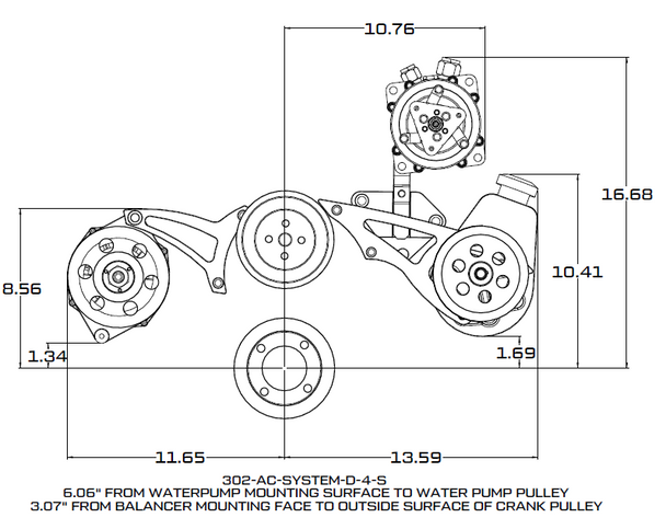 Ford 289-302-351W V-Belt System - AC & Alternator - Polished