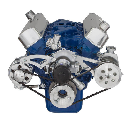 Ford 289-302-351W V-Belt System - Alternator & Power Steering with Electric Water Pump - Polished