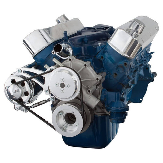 Ford 289-302-351W V-Belt System - Alternator Only, Shorty Water Pump - Polished