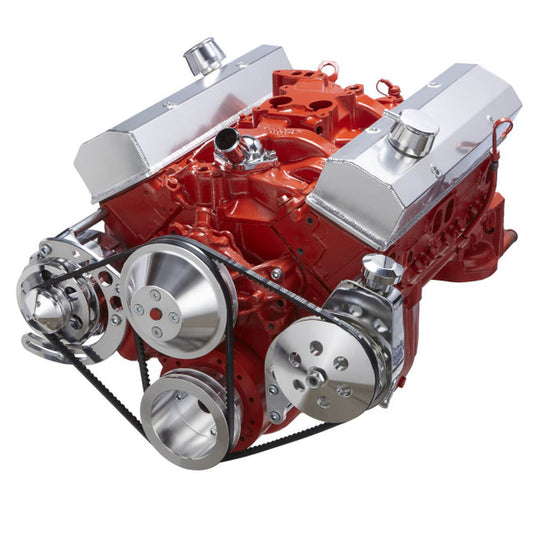 Chevy Small Block V-Belt System - Alternator & Power Steering, LWP - Polished