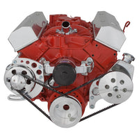 Chevy Small Block V-Belt System - Alternator & Power Steering, EWP - Polished