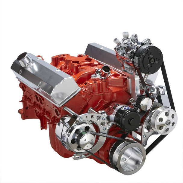 Chevy Small Block Serpentine Conversion - AC, Alternator & Power Steering, Electric Water Pump - Polished