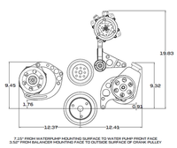 Chevy Small Block Serpentine Conversion - AC Alternator & Power Steering Long Water Pump - Black