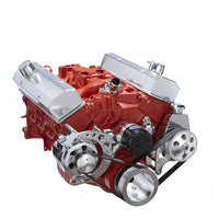 Chevy Small Block Serpentine Conversion - Power Steering Electric Water Pump - Polished