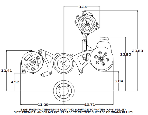 Ford 351C, 351M & 400 V-Belt System - AC, Alternator & Power Steering - Black