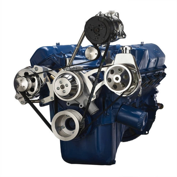 Ford 351C, 351M & 400 Serpentine System - AC, Power Steering & Alternator - Polished