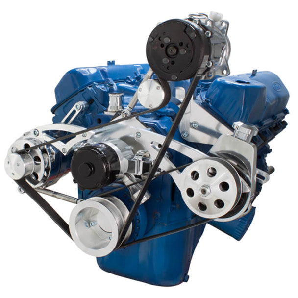 Ford 351C, 351M & 400 Serpentine System - AC, Power Steering & Alternator - EWP - Polished