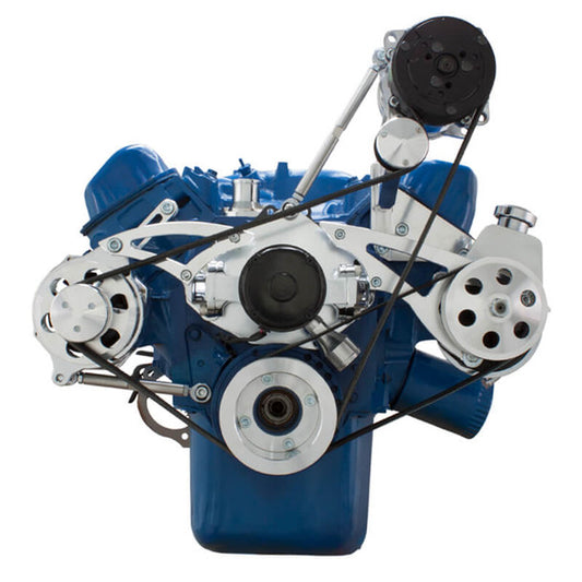 Ford 351C, 351M & 400 Serpentine System - AC, Power Steering & Alternator - EWP - Polished