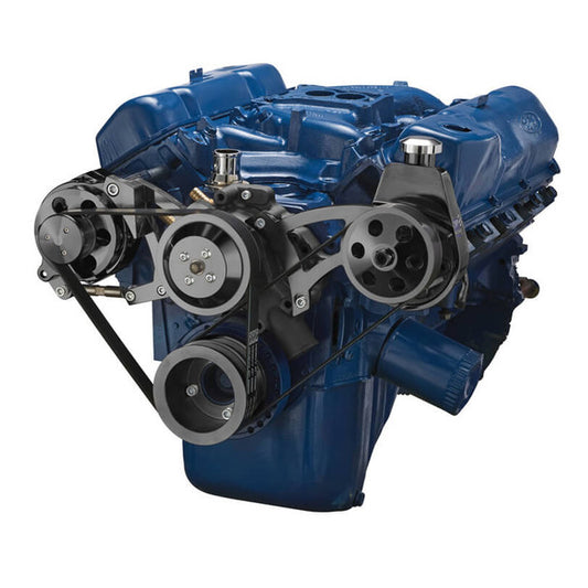Ford 351C, 351M & 400 Serpentine System - Power Steering & Alternator - Black