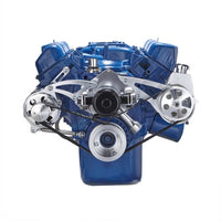Ford 351C Serpentine System - Power Steering & Alternator, Electric Water Pump - Polished