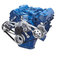 Ford 351C Serpentine System - Power Steering & Alternator, Electric Water Pump - Polished