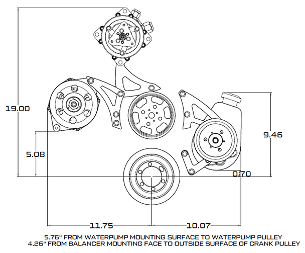 Small Block Chrysler Serpentine Conversion, Alternator Only - Polished