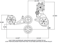 Ford 390 V-Belt System - AC, Alternator & Power Steering - Saginaw Pump - Polished