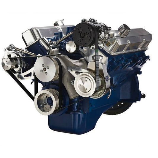 Ford 390 Serpentine System - AC, Alternator & Power Steering - Polished