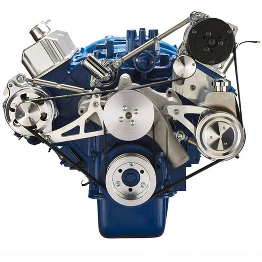 Ford 390 Serpentine System - AC, Alternator & Power Steering - Polished
