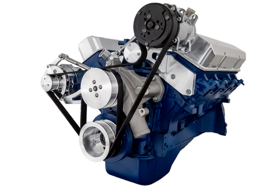 Ford 390 Serpentine System - Alternator & A/C (No Power Steering) - Polished