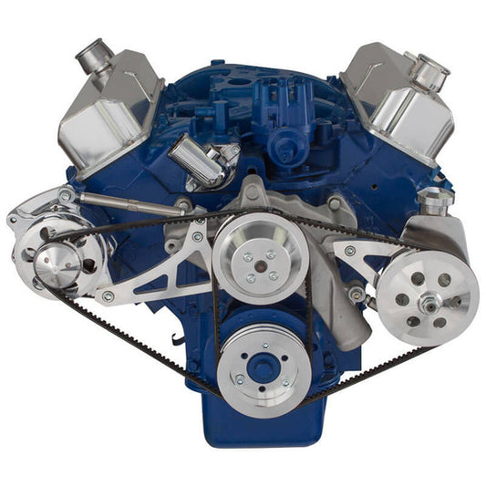 Ford 390 V-Belt System - Alternator & Power Steering with Saginaw Pump - Polished