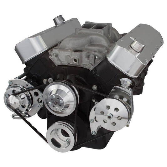 Chevy Big Block V-Belt System - Power Steering LWP - Polished