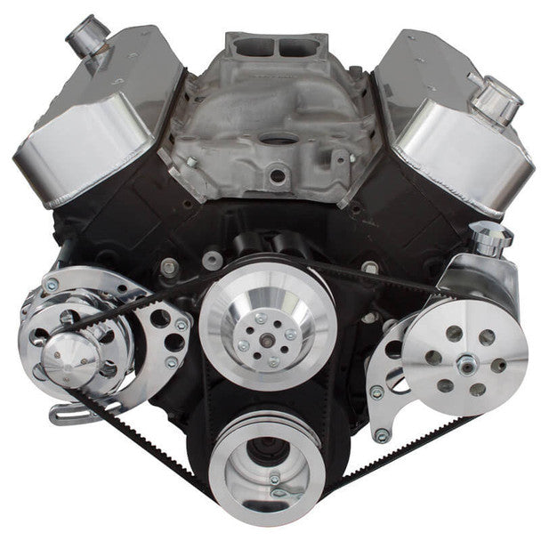 Chevy Big Block V-Belt System - Power Steering LWP - Polished