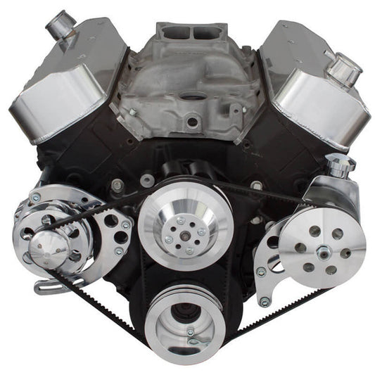 Chevy Big Block V-Belt System - Power Steering LWP - Polished