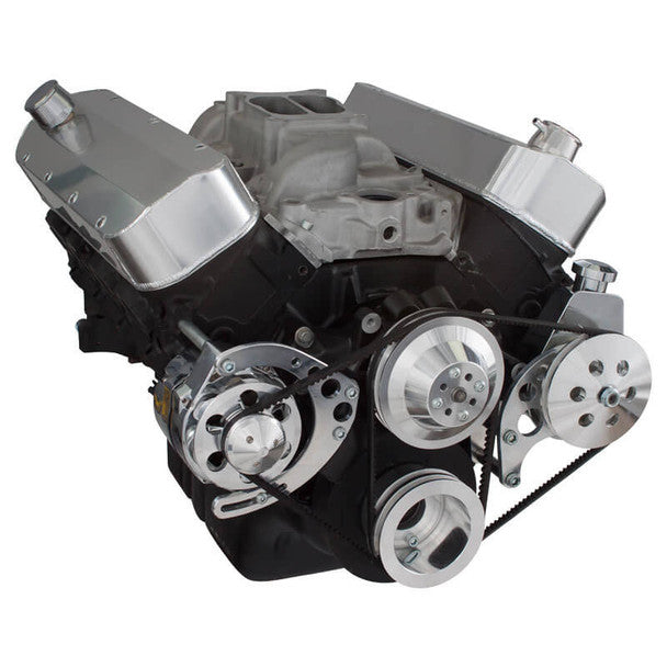Chevy Big Block V-Belt System - Power Steering LWP - Polished
