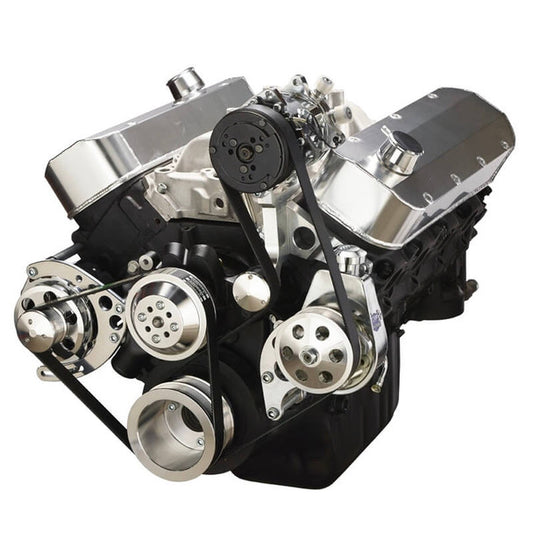Chevy Big Block Gen. VI Serpentine Conversion Kit - AC, Alternator & Power Steering, Long Water Pump - Polished