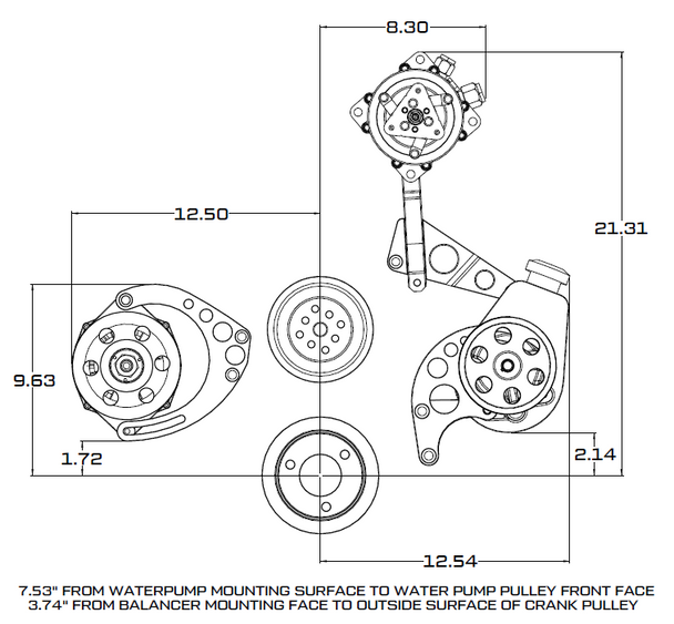 Chevy Big Block Gen. VI Serpentine Conversion Kit - AC, Alternator & Power Steering, Long Water Pump - Polished