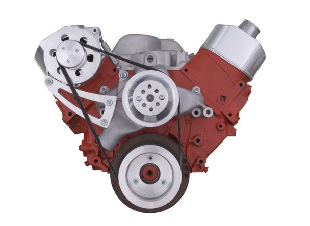 Chevy Big Block Serpentine Conversion Kit - High Mount Alternator Only - Long Water Pump - Polished