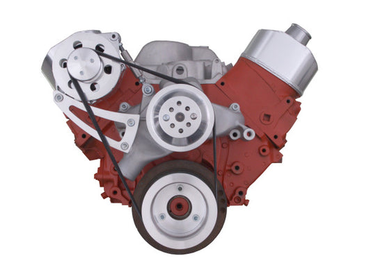 Chevy Big Block Serpentine Conversion Kit - High Mount Alternator Only - Long Water Pump - Polished