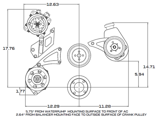 Ford 429-460 Pulley System - AC, Alternator & Power Steering - Black