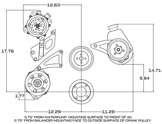 Ford 460 Serpentine System - AC, Alternator & Power Steering - Black