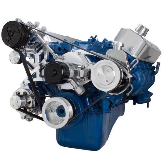 Ford 460 Serpentine System - AC and Power Steering, Electric WP - Polished