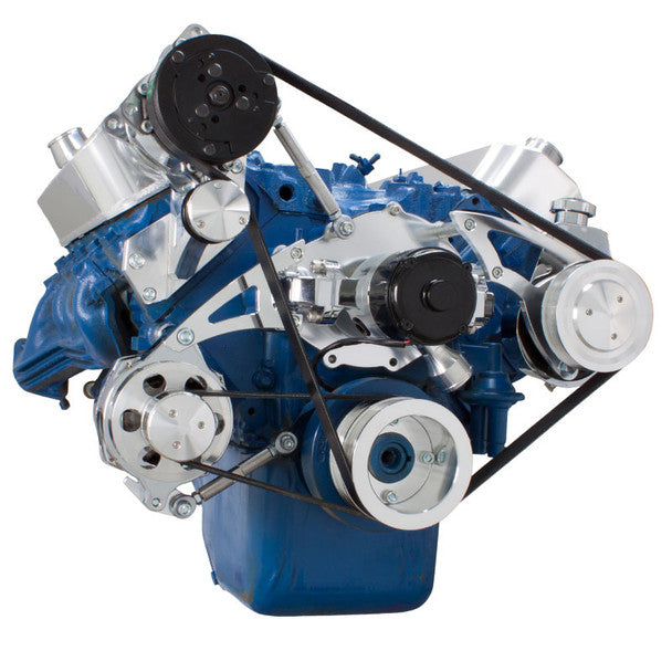 Ford 460 Serpentine System - AC and Power Steering, Electric WP - Polished