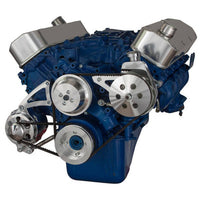 Big Block Ford Pulley System (429 & 460) Power Steering with Low Mount Alternator - Polished