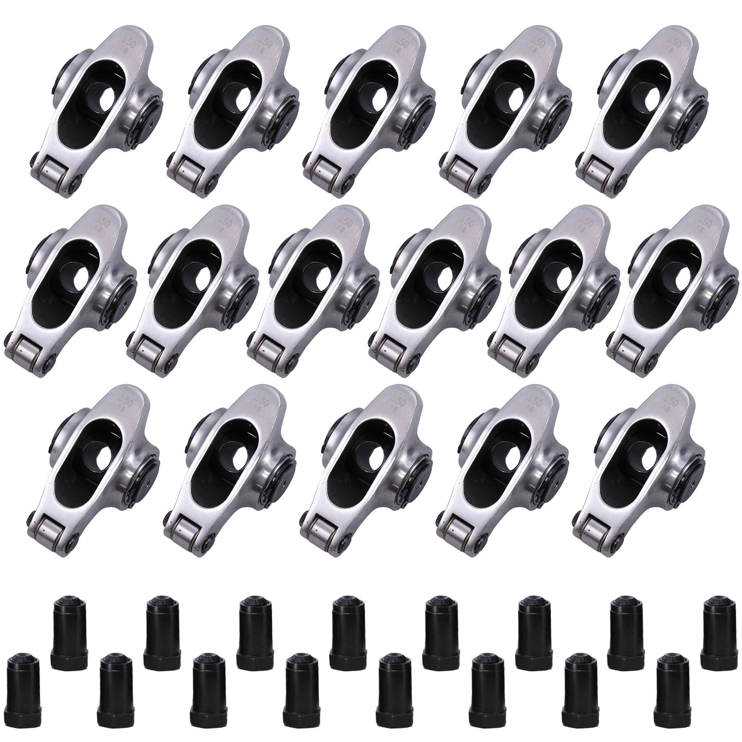 Chevy Small Block Pro Series Stainless Steel 1.6 Ratio 7/16" Needle Bearing Roller Rocker Arms